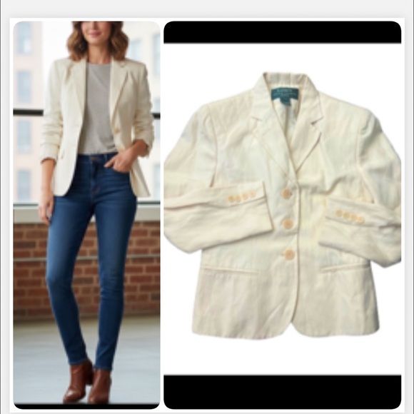 Lauren Ralph Lauren Vintage Chic CreamLinen and Silk Blazer